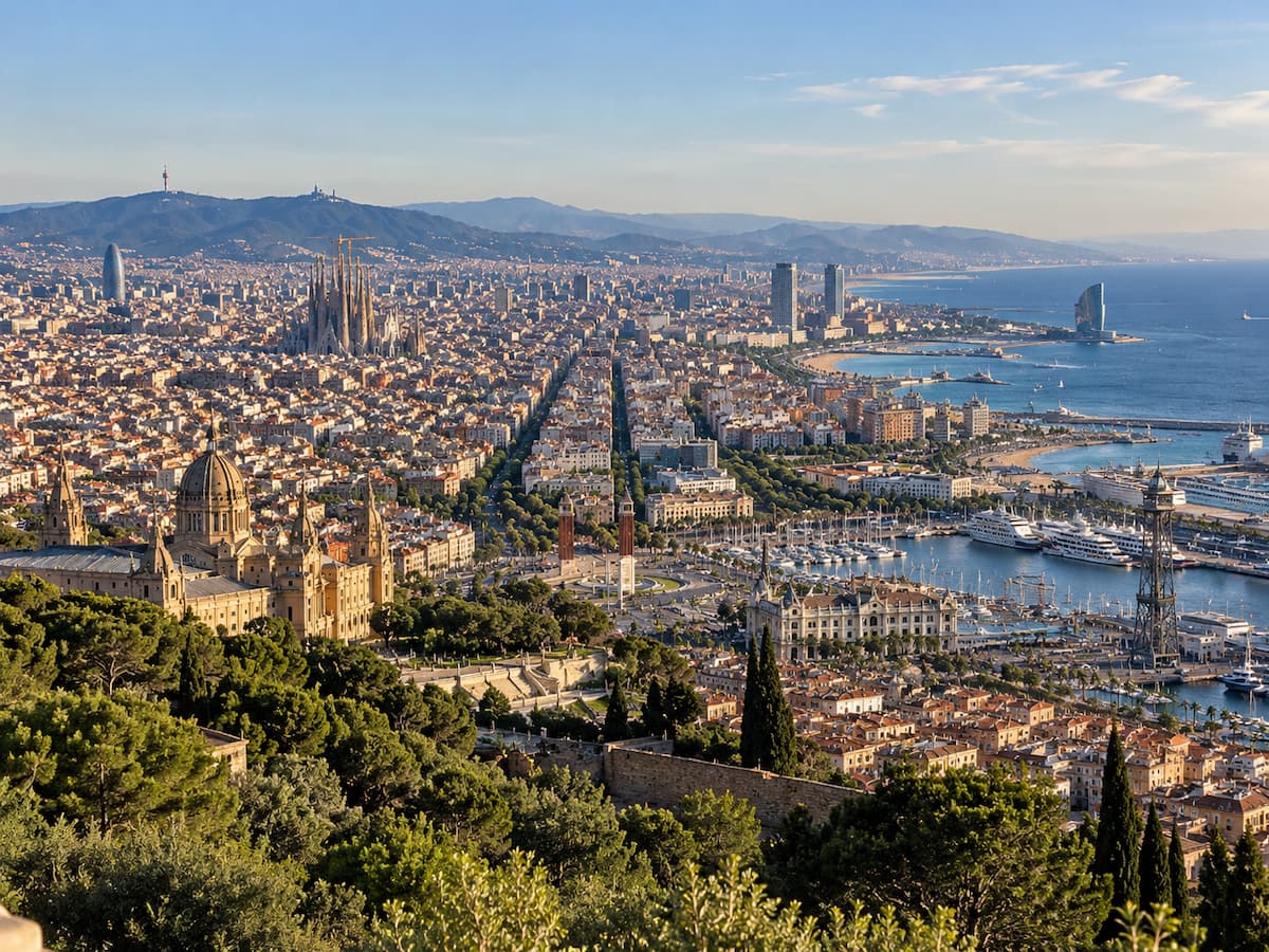 Vistas de Barcelona desde la montaña hasta el mar